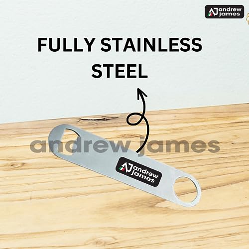 Andrew James Duty Stainless Steel Flat Bottle Opener, Bar Blade, Speed Opener, Beer Bottle Opener for Kitchen, Bar or Restaurant with Free Spinner Rings Heavy | Commercial for Industrial Use - Image 2