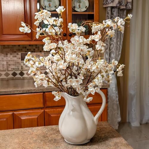 Ammyoo 4 Pcs Artificial Cherry Blossom Flower Branches, Bulk Silk Faux Flowers Real Touch Bouquet for Home Wedding Party Centerpieces Spring Summer Decor, Vase Not Included (White) - Image 2