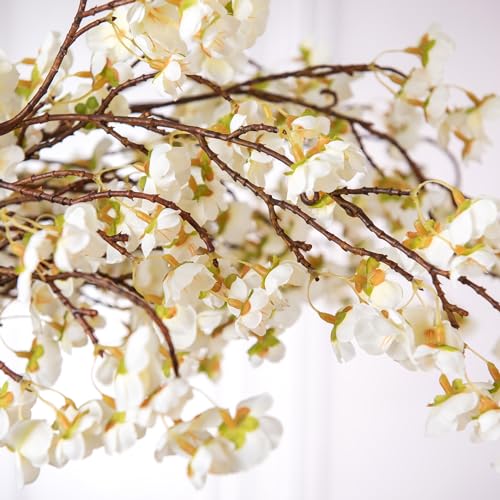 Ammyoo 4 Pcs Artificial Cherry Blossom Flower Branches, Bulk Silk Faux Flowers Real Touch Bouquet for Home Wedding Party Centerpieces Spring Summer Decor, Vase Not Included (White) - Image 3