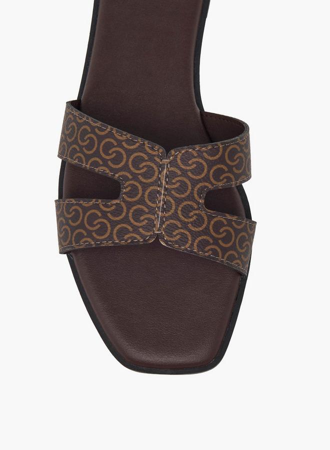 سيليست صنادل مسطحة بطبعة شعار نسائية - Image 4