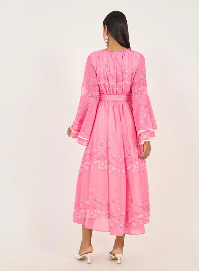 Styli Floral Pink Midi Dress