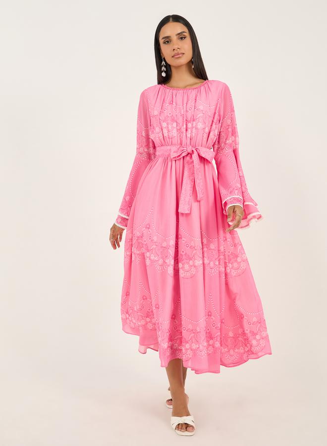 Styli Floral Pink Midi Dress - Image 2