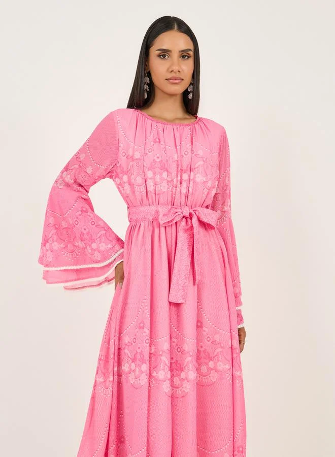 Styli Floral Pink Midi Dress