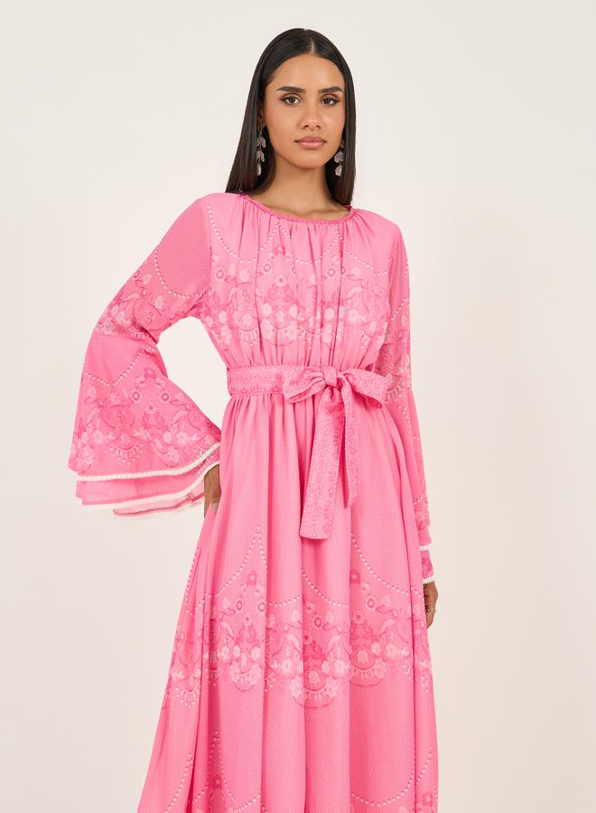 Styli Floral Pink Midi Dress - Image 3