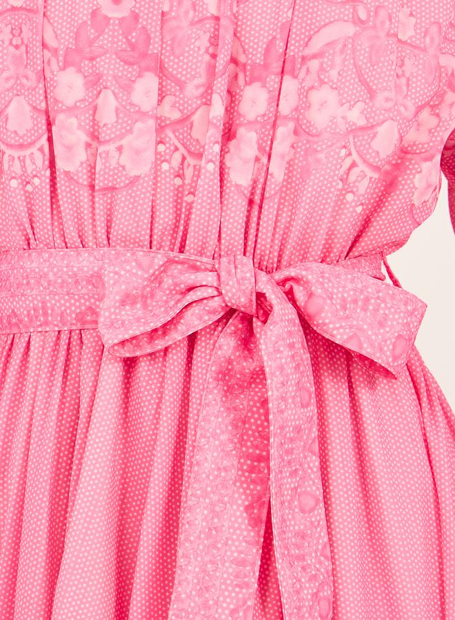 Styli Floral Pink Midi Dress - Image 4