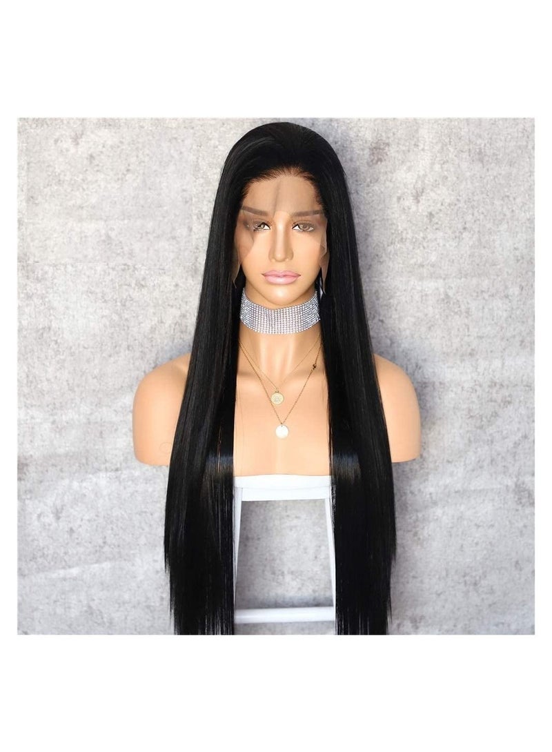 Estelle 13x6 Lace Front Wigs Natural Long Black Free Part Kanekalon Futura Hair Wigs Heat Resistant Hair Synthetic Wigs for Women - Image 1