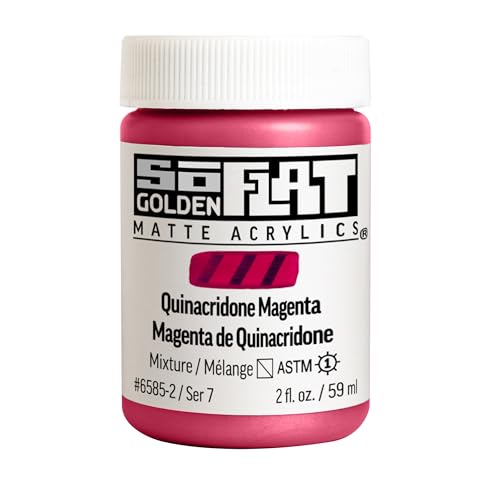 GOLDEN SoFlat Matte Acrylics Quinacridone Magenta 2 fl oz Jar Professional Acrylic Paint - Image 1
