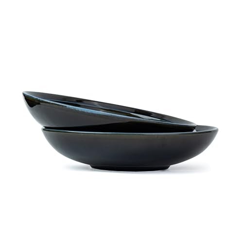 Shay Ceramic Pasta Bowl Set, 21cm, 2 Pieces, Blue Green | Glossy Finish | Porcelain | Pasta Plate (Reactive Pasta Plate - Blue Green) - Image 1