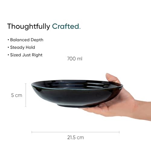 Shay Ceramic Pasta Bowl Set, 21cm, 2 Pieces, Blue Green | Glossy Finish | Porcelain | Pasta Plate (Reactive Pasta Plate - Blue Green) - Image 5