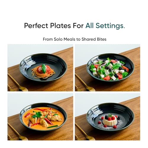Shay Ceramic Pasta Bowl Set, 21cm, 2 Pieces, Blue Green | Glossy Finish | Porcelain | Pasta Plate (Reactive Pasta Plate - Blue Green) - Image 4