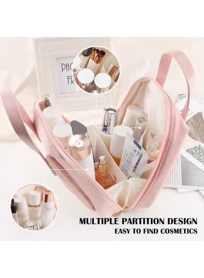 AMPLIN Travel Toiletry Bag Portable Cosmetic Makeup Bag PU Storage Zipper Closure Makeup Bag Cosmetic Bag Hand Bag for Women,Magic Cosmetic Pouch Bag Drawstring (Pink) - Image 3