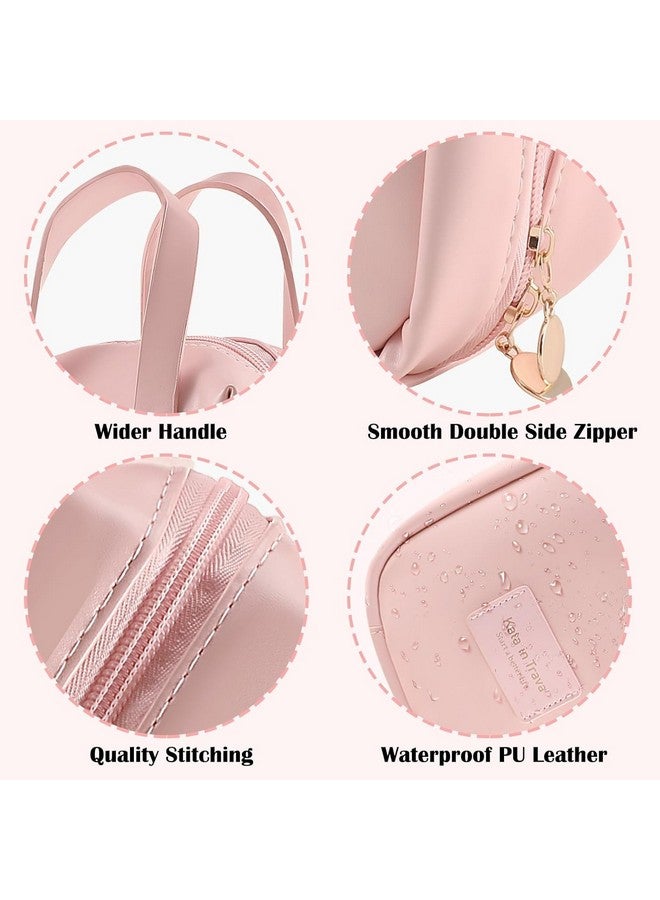 AMPLIN Travel Toiletry Bag Portable Cosmetic Makeup Bag PU Storage Zipper Closure Makeup Bag Cosmetic Bag Hand Bag for Women,Magic Cosmetic Pouch Bag Drawstring (Pink) - Image 5