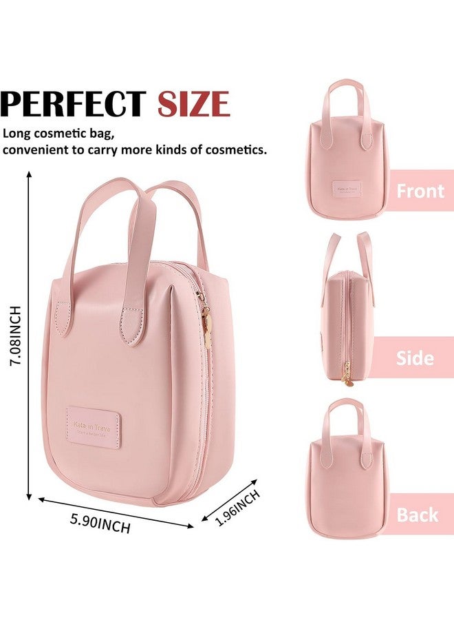AMPLIN Travel Toiletry Bag Portable Cosmetic Makeup Bag PU Storage Zipper Closure Makeup Bag Cosmetic Bag Hand Bag for Women,Magic Cosmetic Pouch Bag Drawstring (Pink) - Image 4