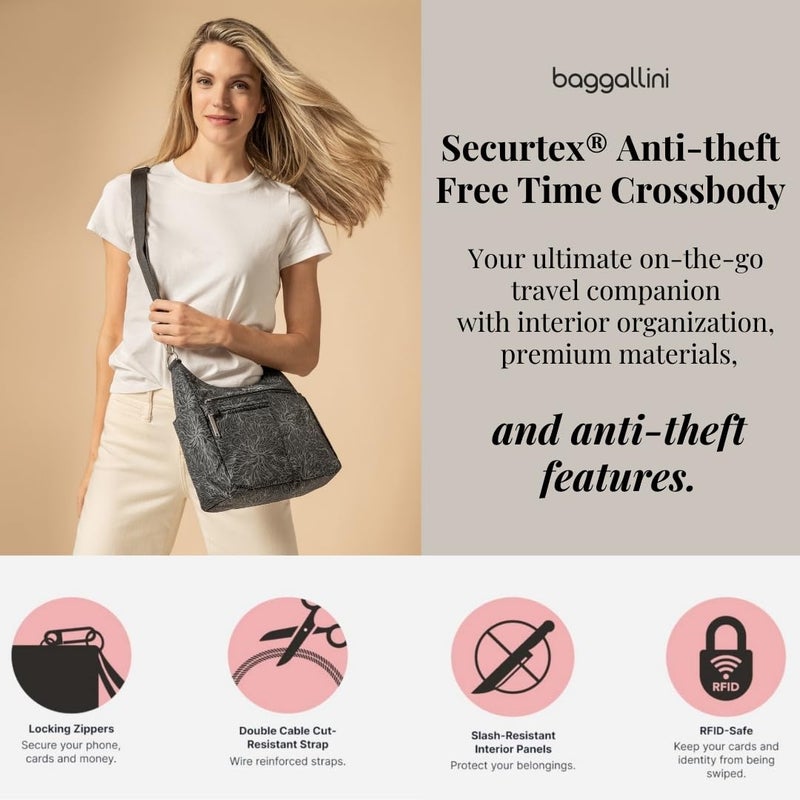 Baggallini حقيبة باغاليني سيكورتكس® المضادة للسرقة للوقت الحر، عبر الجسم، رمادي، مقاس واحد أمريكي - Image 2