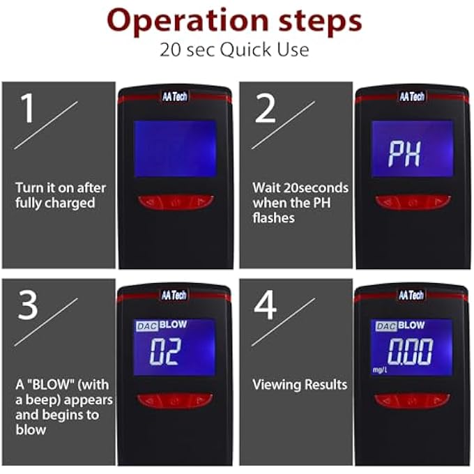 rayihni DGT Approved Breathalyzer, Professional Certified Portable Breathalyser Digital Breathalyser with 4 Semiconductor Sensor Nozzles - Image 3