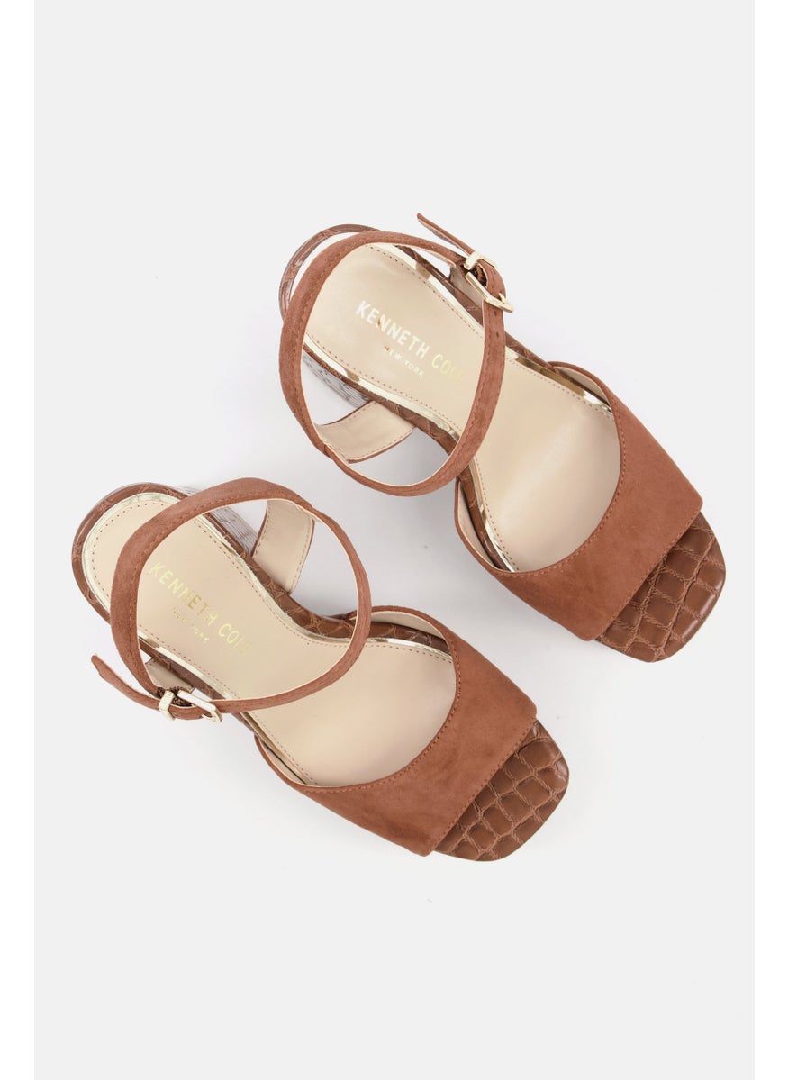 Kenneth Cole - Women Adjustable Buckle Block Heel Sandals, Brown - Image 1
