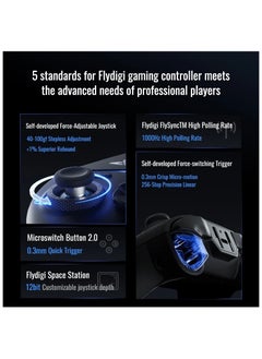 FlyDigi Vader 4 Pro PC Controller Force Adjustment Lever Joystick Hall & Micro 2-in-1 Triggers 1000Hz Report Rate Stereo Vibration 800mAh Multi-Platform Controller for PC/NS/TV/Android/Laptop(Complete Set)  - Image 3