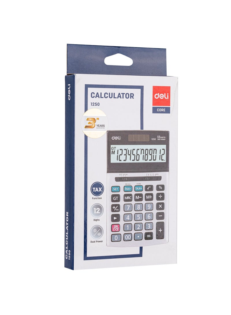 Deli E1250 Metal Calculator - 12 Digits - Silver - Image 4