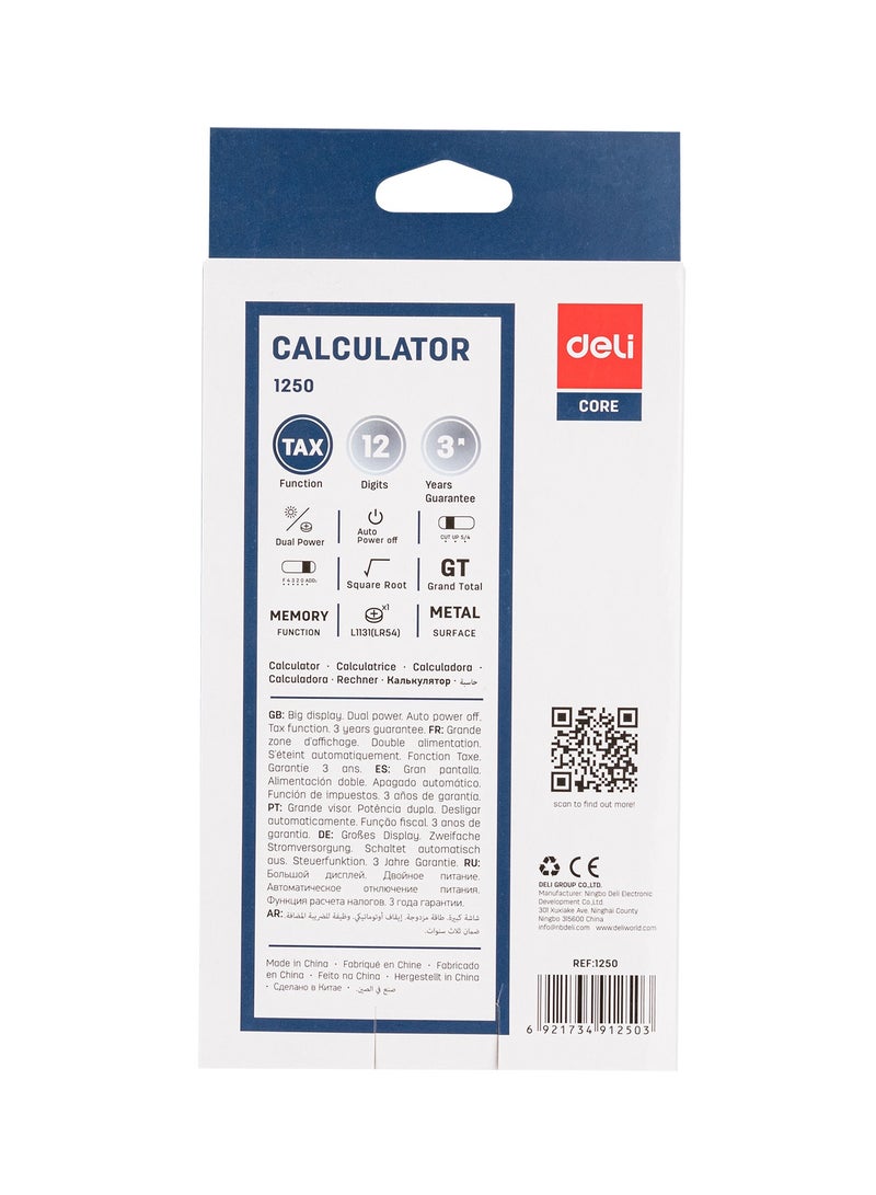 Deli E1250 Metal Calculator - 12 Digits - Silver - Image 5