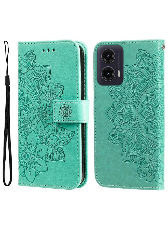 S-TOP Case For Motorola Moto G35 Seven-petal Flowers Embossing Leather Phone Case - Image 1