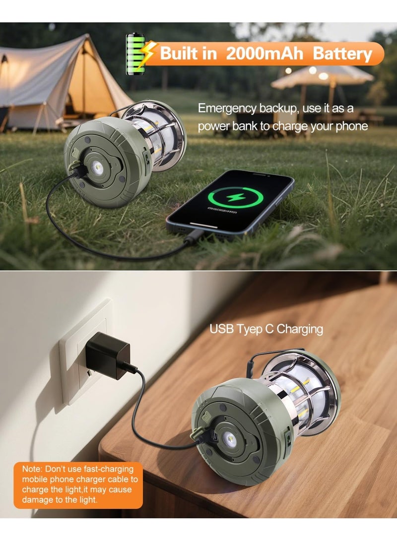 QLIGHT Rechargeable LED Camping Lantern with 15m RGB String Lights – 4000mAh Battery, Dual Light Modes Camping lights Portable Waterproof Lights for Camping Green LED Lantern for Outdoor Activities and Camping Tent Light - Image 4