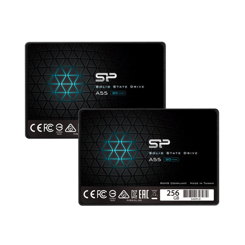 SP Silicon Power Silicon Power 2-Pack 256GB SSD 3D NAND A55 SLC Cache Performance Boost SATA III 2.5" 7mm (0.28") Internal Solid State Drive - Image 1