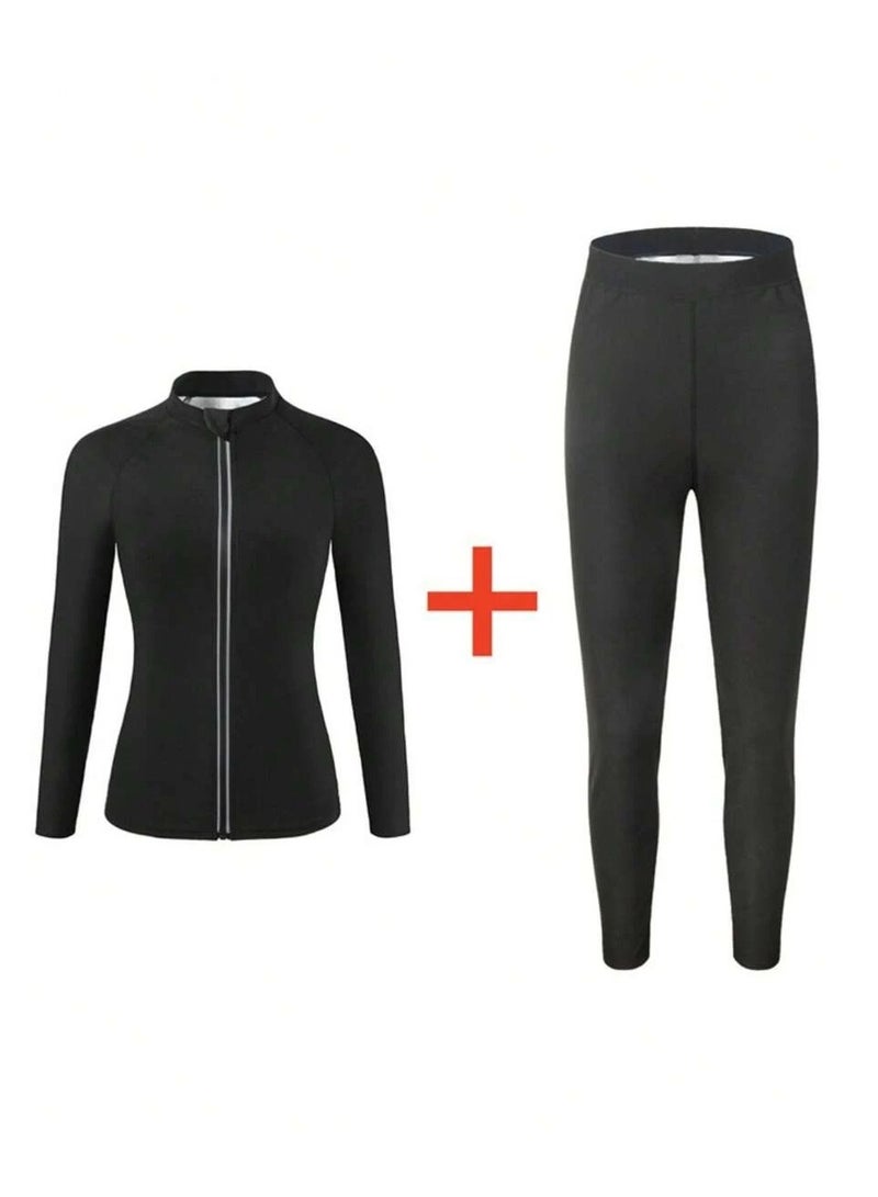 Generic Women’s Sauna Sweat Suit – 2-Piece Set (Jacket + Pants) – Premium Fabric For Enhanced Sweating & Body Shaping - Image 2