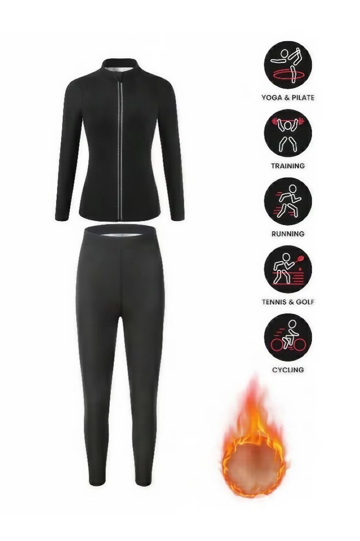 Generic Women’s Sauna Sweat Suit – 2-Piece Set (Jacket + Pants) – Premium Fabric For Enhanced Sweating & Body Shaping - Image 1