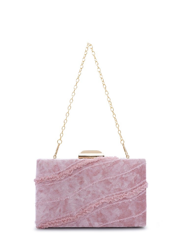 لندن راج حقيبة كلاتش بشريط مخملي وردي - Image 1