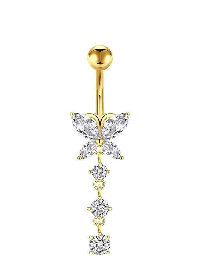 Innoshine 4 PCS golden Belly  Rings Set Stainless Navel JEWELRY  - Image 5