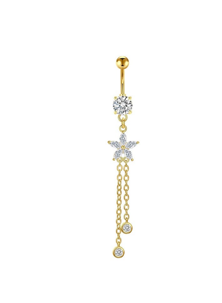 Innoshine 4 PCS golden Belly  Rings Set Stainless Navel JEWELRY  - Image 2