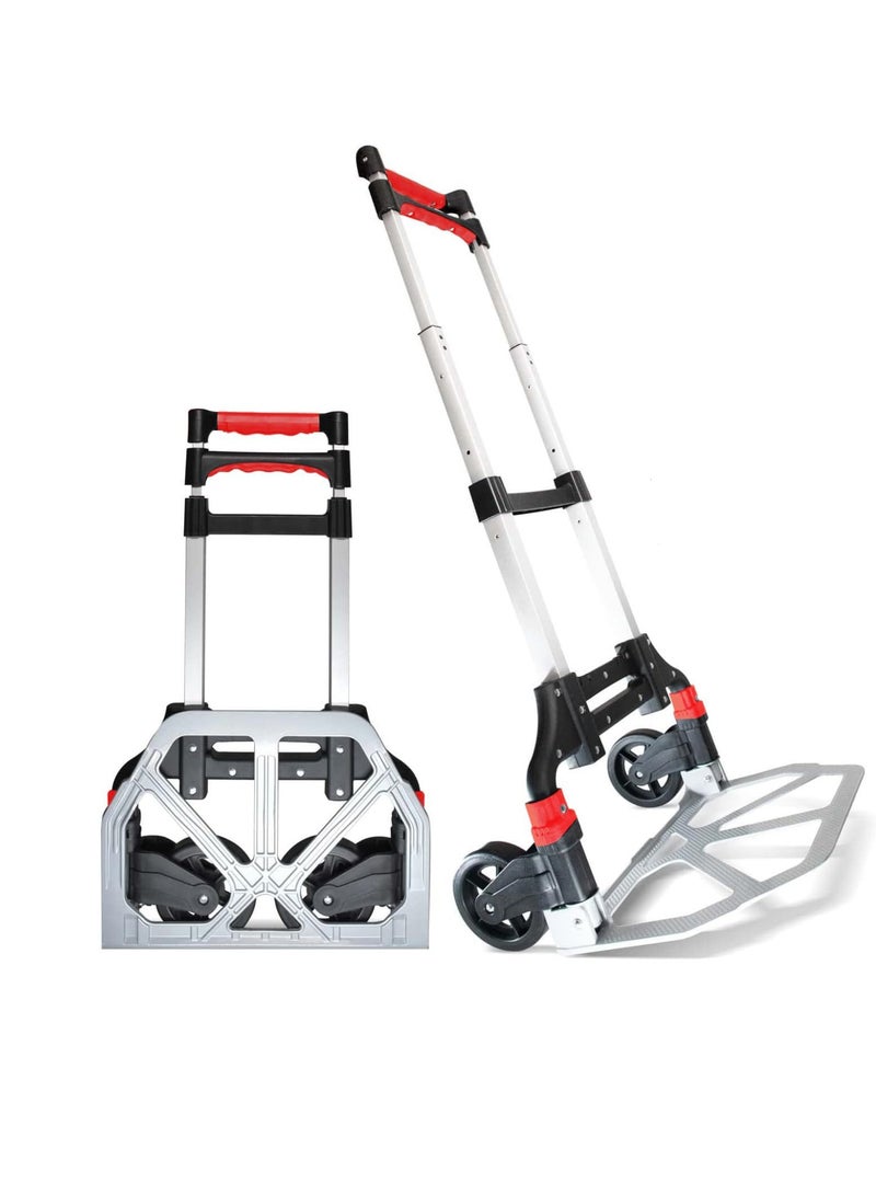 Heavy-Duty Folding Hand Cart – 85 kg Capacity Trolley – Aluminium Alloy Frame with Telescopic Rubber Handle – Portable Utility Cart for Office, Warehouse, Home, Shopping –  - Image 1