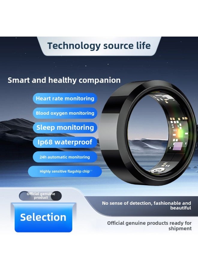 Generic Smart Ring Black Technology Ring Sleep Monitoring Blood Oxygen Heart Rate Movement Pedometer Health 24 Test-Colour:Silver - Real-time Monitoring Of Finger Size 11 Circumference 64.6mm  - Image 5