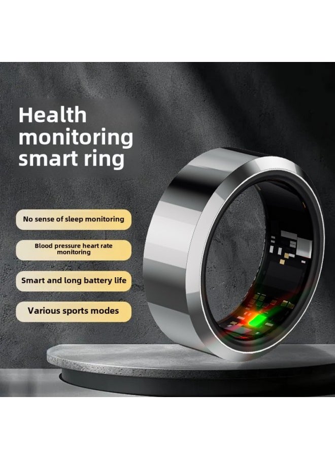 Generic Smart Ring Black Technology Ring Sleep Monitoring Blood Oxygen Heart Rate Movement Pedometer Health 24 Test-Colour:Silver - Real-time Monitoring Of Finger Size 11 Circumference 64.6mm  - Image 3