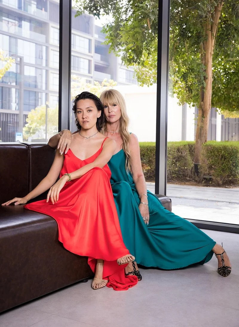 Janara Jones  Coral Red Mariella Satin Maxi Dress for Women | Best Price UAE