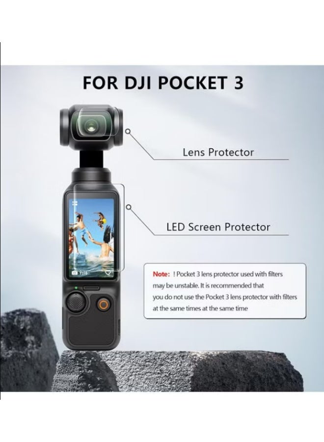 DJI OSMO Pocket 3 Accessory Kit, Silicone Protective Case Cover, Tempered Glass Screen Protector, Lens Protector - Image 5