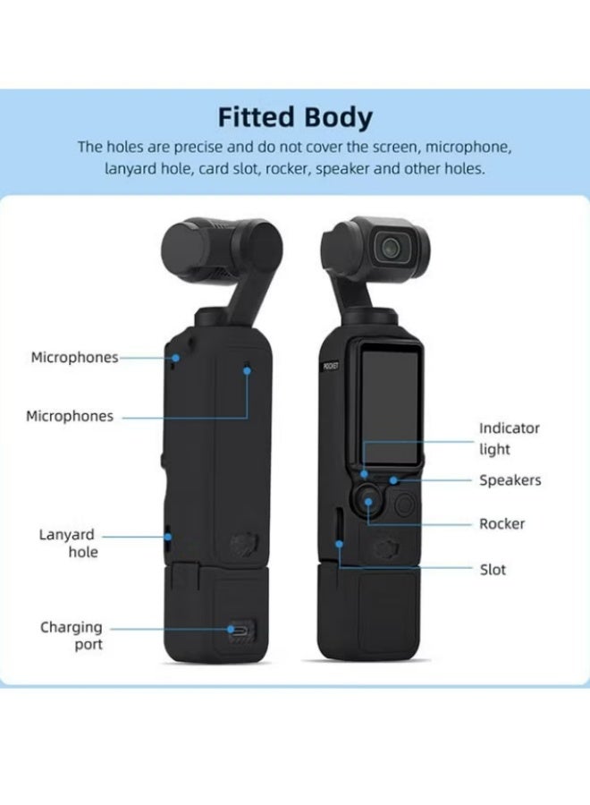 DJI OSMO Pocket 3 Accessory Kit, Silicone Protective Case Cover, Tempered Glass Screen Protector, Lens Protector - Image 3