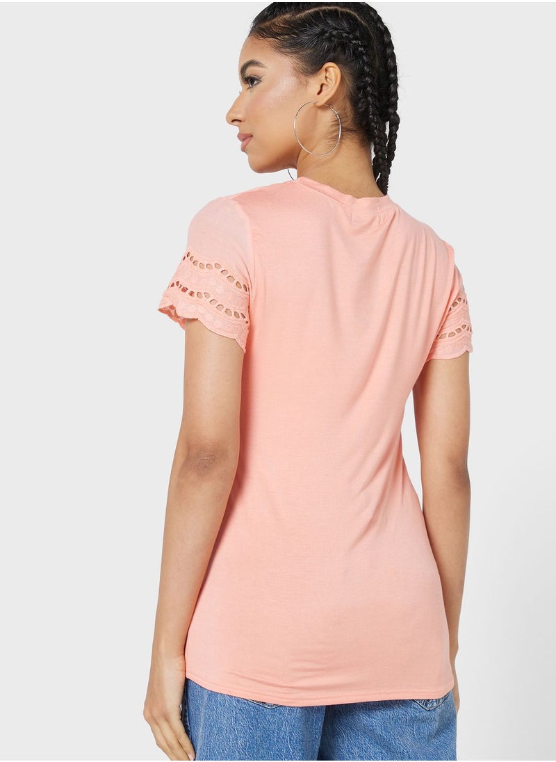 Ginger - T-Shirt With Lace Detailing - Image 1