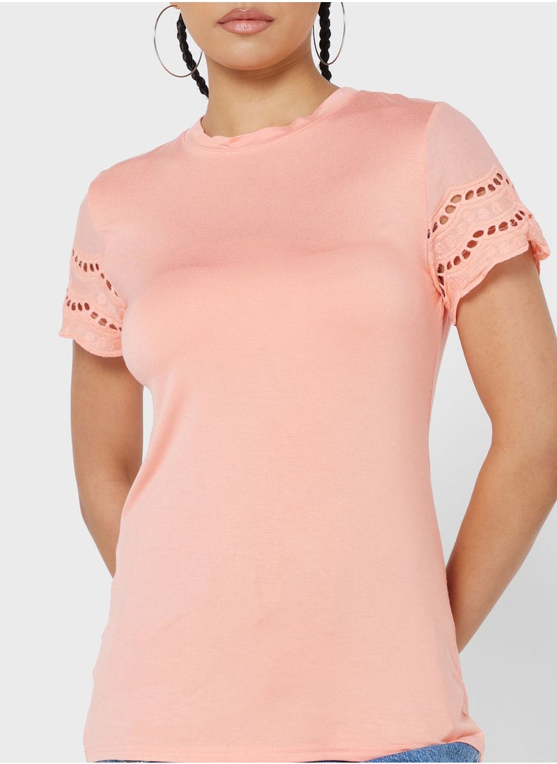 Ginger - T-Shirt With Lace Detailing - Image 1