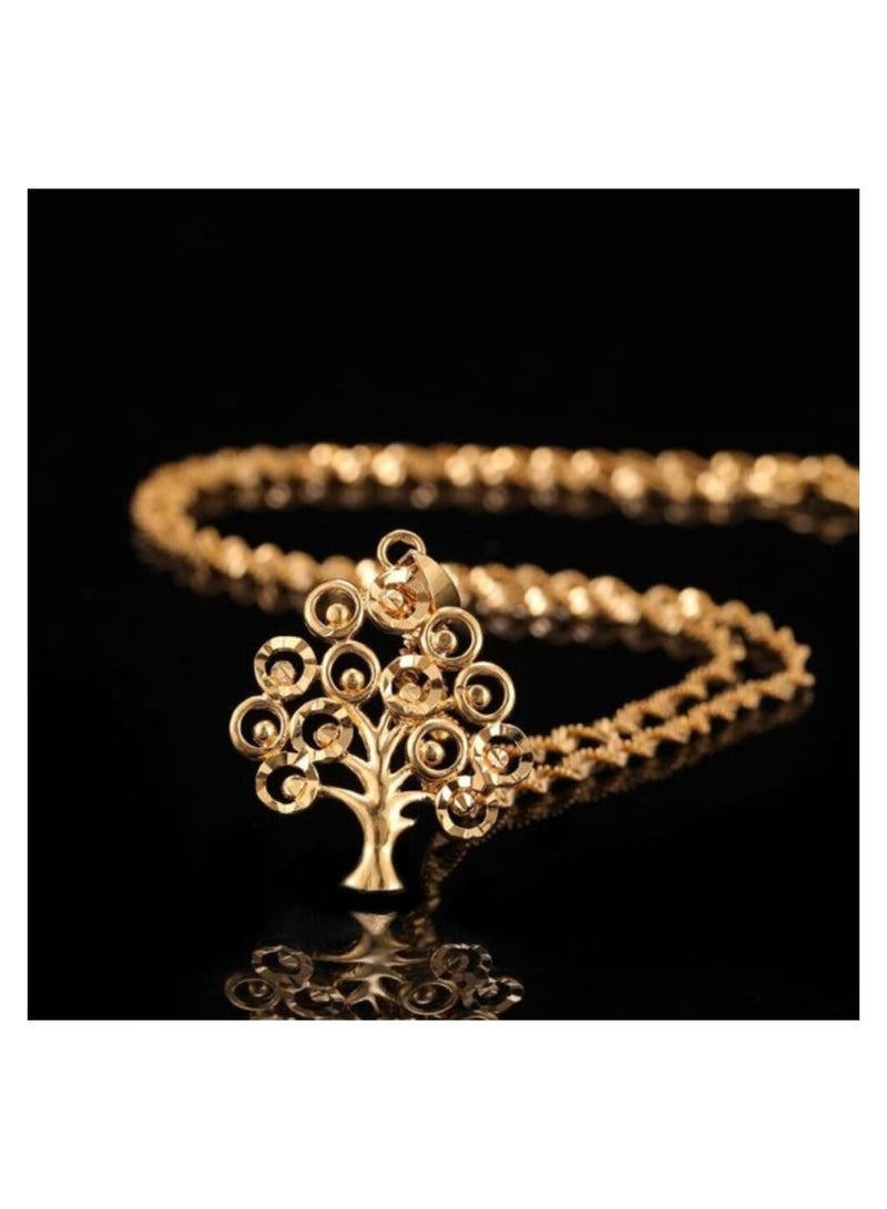 Qerret 24K Gold Plated Life Tree Statement Pendants With Chokers Collar WaterWave Chain Necklace For Women - Image 4