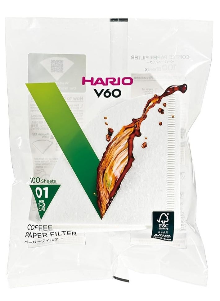 V60 Paper Coffee Filters Size 01 100 Count White