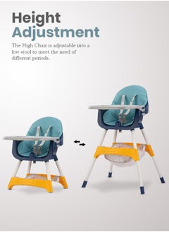 BAYBEE 2 In 1 Manta Baby High Chair For Kids Baby Feeding Chair With 2 Adjustable Height Footrest Safety Belt Baby Booster Seat For Baby With Food Tray Kids High Chair For Baby 6 Months To 4 Years Blue  - Image 3