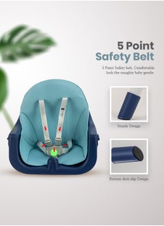 BAYBEE 2 In 1 Manta Baby High Chair For Kids Baby Feeding Chair With 2 Adjustable Height Footrest Safety Belt Baby Booster Seat For Baby With Food Tray Kids High Chair For Baby 6 Months To 4 Years Blue  - Image 5