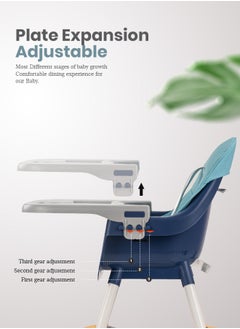 BAYBEE 2 In 1 Manta Baby High Chair For Kids Baby Feeding Chair With 2 Adjustable Height Footrest Safety Belt Baby Booster Seat For Baby With Food Tray Kids High Chair For Baby 6 Months To 4 Years Blue  - Image 4