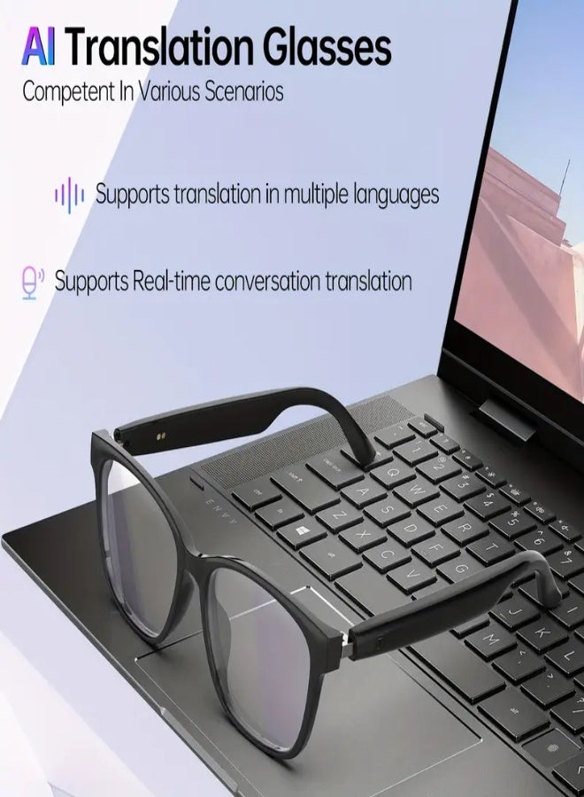 New Smart Wireless Translation Glasses – HD Voice Calls, Open-Ear Music, Real-Time Translation in 100+ Languages, Music Control, Voice Assistant, USB Rechargeable, Magnetic Charging, Lightweight  Comfortable for Outdoor, Driving, Travel , Transparent Anti Blue Light - Image 3