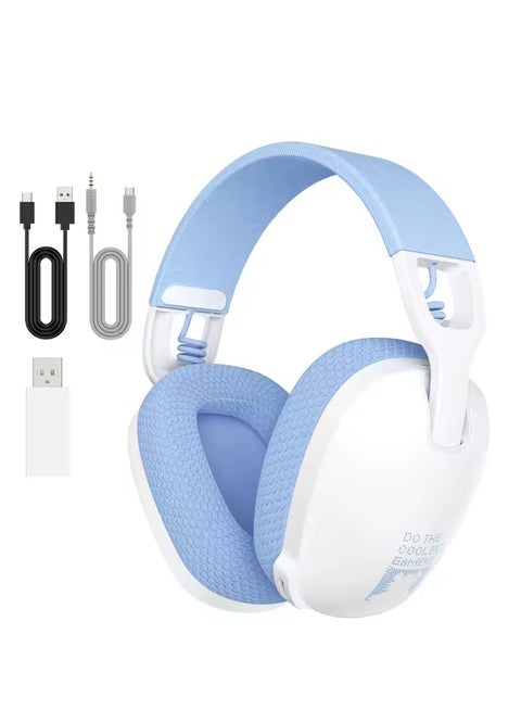 B2 Wireless Gaming Headset with Mic,Over-Ear Gaming Headphone for PS4, PS5, PC, Switch, Mac,2.4GHz Bluetooth 5.3 Gaming Headphones Noise Cancelling Earphohene with Microphone,White