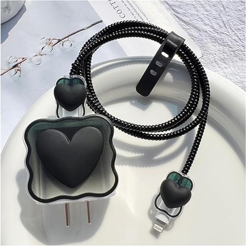 Like Star® Charger Protection Cover 4 in 1, Compatible for iPhone Charger only 18W & 20W, Spiral Cable Protector for Charging Cable, Charger Protector with 3D Design - Image 2