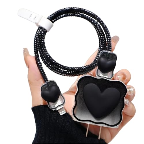 Like Star® Charger Protection Cover 4 in 1, Compatible for iPhone Charger only 18W & 20W, Spiral Cable Protector for Charging Cable, Charger Protector with 3D Design - Image 1