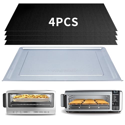 Crumb Tray Replacement for Ninja Foodi SP101 SP151 Air Fryer Oven with 4 Pcs Teflon Mats Air Fryer Accessories for Ninja airfryer Flip Up Toaster Oven