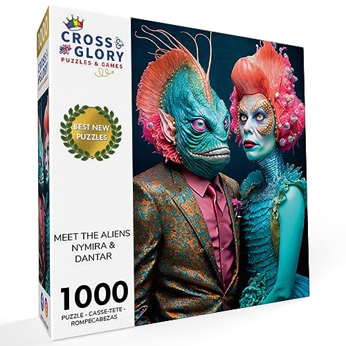 Cross & Glory 1000 Piece Jigsaw Puzzle for Adults Cross Glory Meet The Aliens Series Collectible SciFi Illustration Nymira and Dantar - Image 5